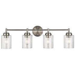 30 x 9-1/4 in. 300W 4-Light Medium E-26 Incandescent Vanity Fixture with Clear Seeded Glass in Brushed Nickel