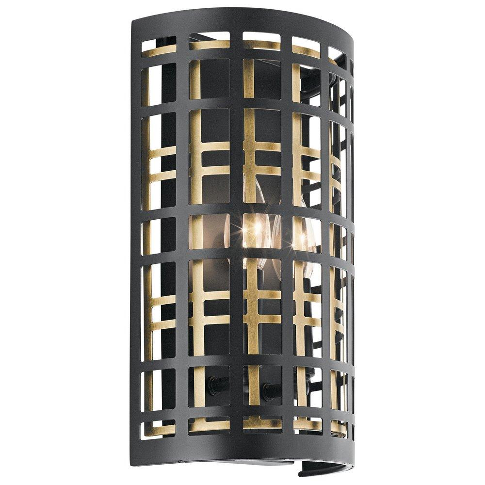 Kichler Lighting Black 12 in. 2-Light Wall Sconce 