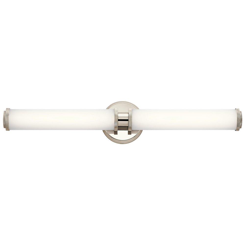 Kichler Lighting Polished Nickel 27 x 5 in. 31W 2-Light LED Horizontal Mount or Vertical Mount Vanity Fixture with Satin Etched White Glass 