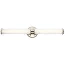 Kichler Lighting Polished Nickel 27 x 5 in. 31W 2-Light LED Horizontal Mount or Vertical Mount Vanity Fixture with Satin Etched White Glass 