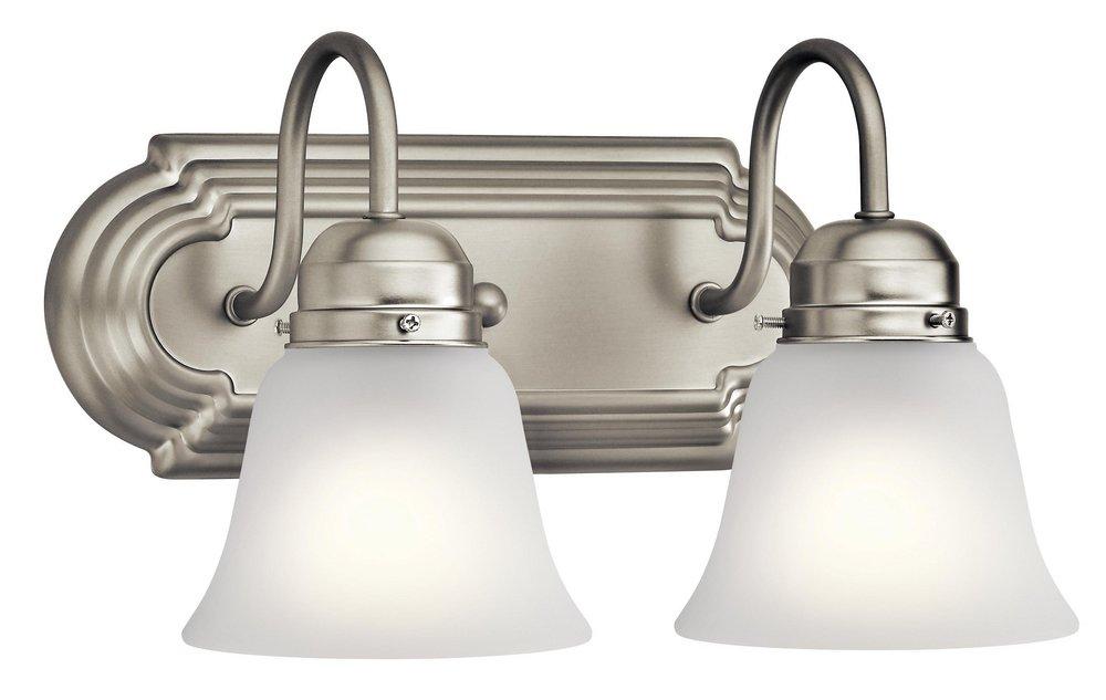 Kichler Lighting Brushed Nickel 200W 2-Light Medium E-26 Incandescent Bath Light 