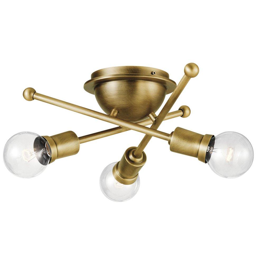 Kichler Lighting Natural Brass 3-Light Flush Mount Ceiling Fixture 