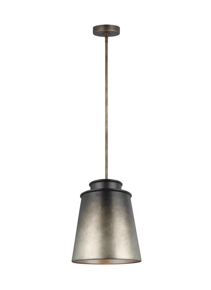 Feiss Oil Can Grey 12 in. 75W 1-Light Medium E-26 Incandescent Pendant 