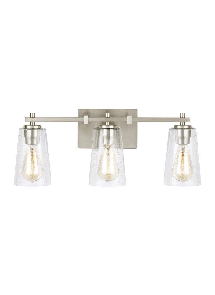 Visual Comfort & Co. Studio Satin Nickel 60W 3-Light Medium E-26 Incandescent Vanity Fixture 