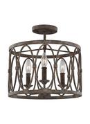 Visual Comfort & Co. Studio Deep Abyss 13-5/8 in. 180W 3-Light Candelabra E-12 Semi-Flush Mount Ceiling Fixture 