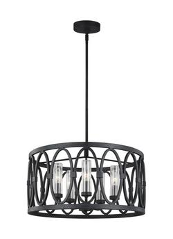 21 in. 60W 5-Light Candelabra E-12 Incandescent Outdoor Chandelier in Dark Weathered Zinc