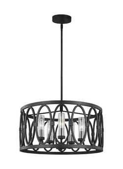 21 in. 60W 5-Light Candelabra E-12 Incandescent Outdoor Chandelier in Dark Weathered Zinc