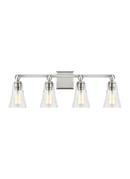 30-1/8 x 9-3/8 in. 300W 4-Light Medium E-26 Vanity Fixture with Clear Seeded Glass in Satin Nickel