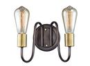 120W 2-Light Medium E-26 Incandescent Wall Sconce in Oil Rubbed Bronze with Antique Brass