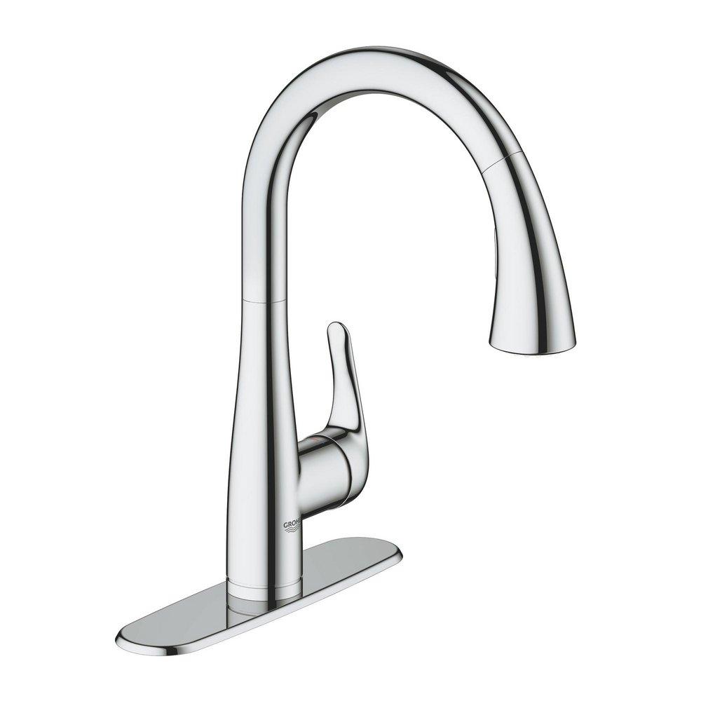 GROHE StarLight Chrome Single Handle Pull Down Kitchen Faucet 