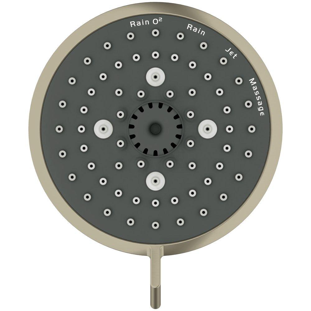 GROHE Brushed Nickel Infinity Finish Multi Function Rain O2, Jet, Massage and Rain Showerhead 