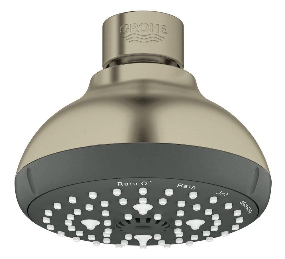 GROHE StarLight® Brushed Nickel Multi Function Rain O2, Jet, Massage and Rain Showerhead 