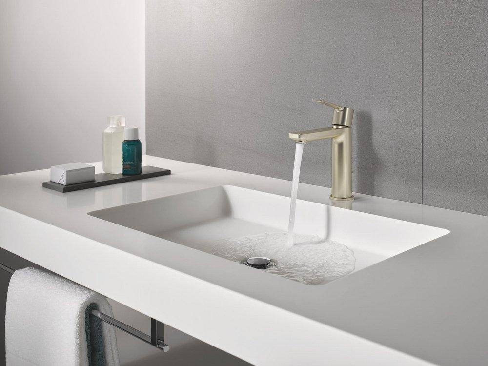 GROHE Brushed Nickel Single Handle Monoblock Bathroom Sink Faucet 