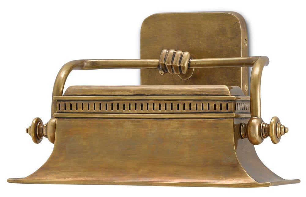 Currey and Company Vintage Brass 25 W 1-Light 8-1/2 in. Wall Sconce 