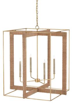36 x 32-1/4 in. 60W 1-Tier 4-Light Incandescent Traditional Chandelier in Contemporary Gold Leaf with Natural