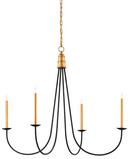 Currey and Company Chinois Antique Gold Leaf/Black 44-1/2 in. 60W 4-Light Candelabra E-12 Chandelier 