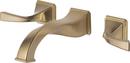 Brizo Luxe Gold Wall Mount Widespread Bathroom Sink Faucet with Double Lever Handle and Rigid Spout 