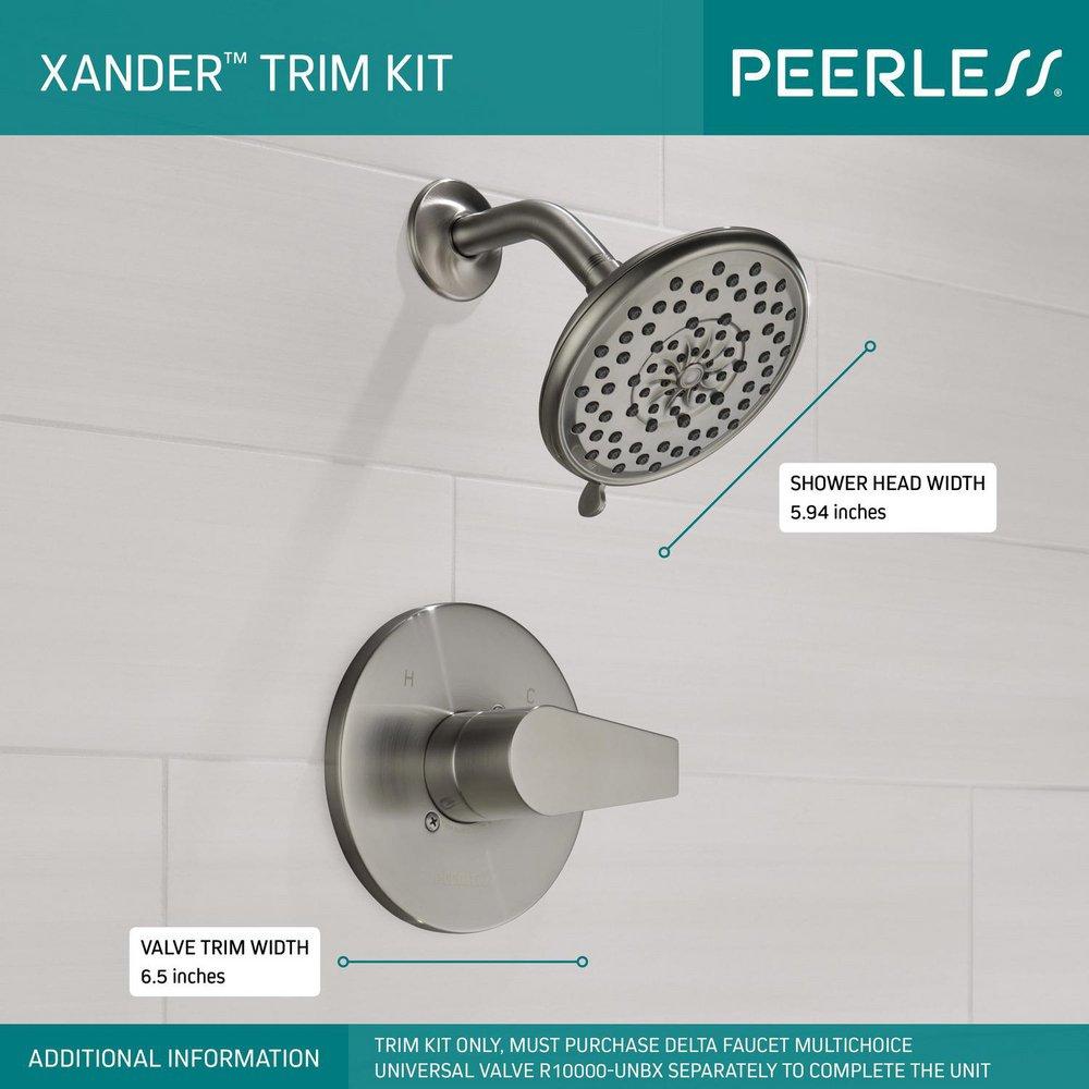 Peerless&reg; Brushed Nickel Single Handle Multi Shower Faucet Trim Only 
