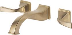 Two Handle Wall Mount Widespread Bathroom Sink Faucet in Brilliance&reg; Luxe Gold&reg;