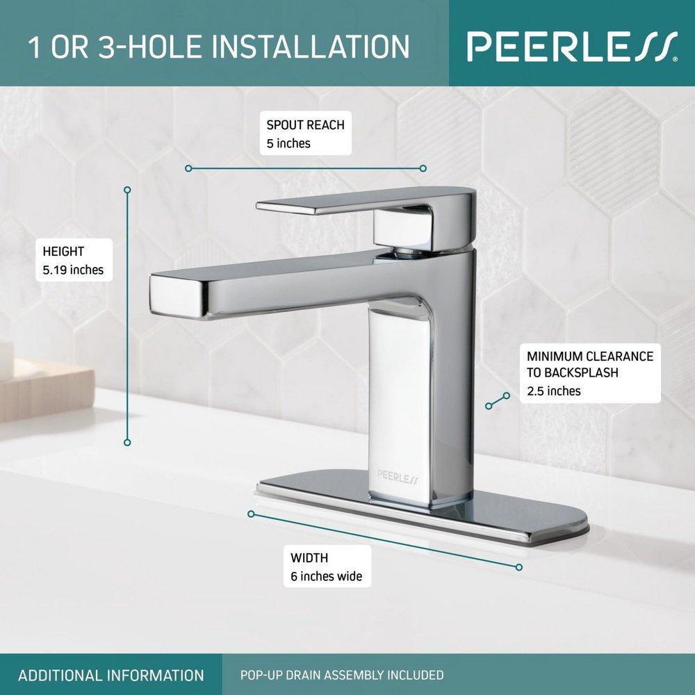 Peerless&reg; Chrome Single Handle Monoblock Bathroom Sink Faucet Lever Handle 