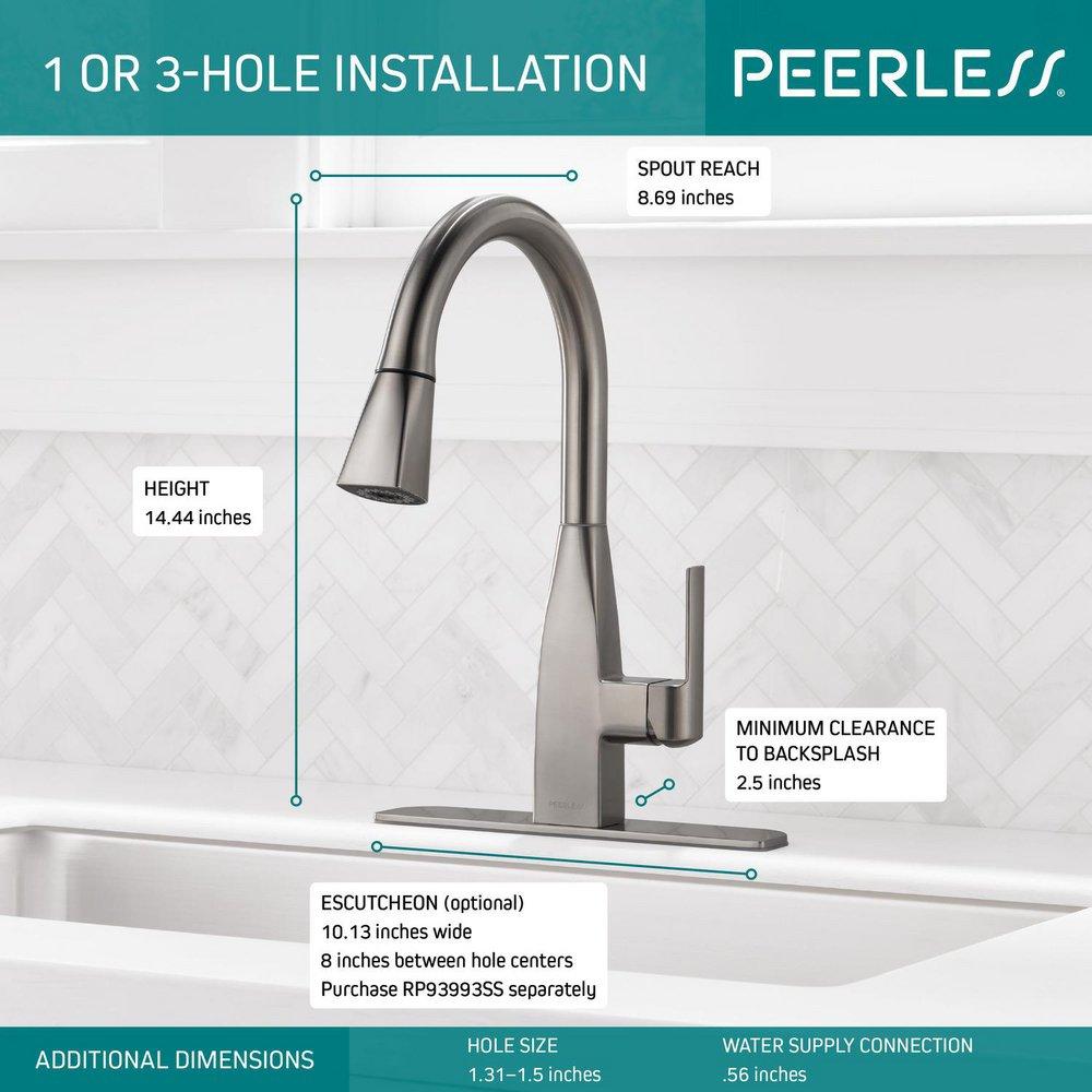 Peerless&reg; Brilliance Stainless Single Handle Pull Down Kitchen Faucet 