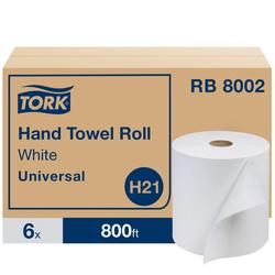 H21 100% Recycled Fiber 1-Ply Hand Towel Roll in White, 800 ft. (Case of 6)