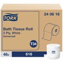 Bath Tissue Roll, 2-Ply 616-Sheets, White (Case of 48)