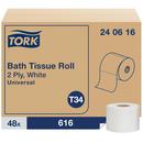 Tork White Bath Tissue Roll, 2-Ply 616-Sheets, White 