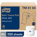 Soft Bath Tissue Roll, 2-Ply 550-Sheets, White (Case of 80)