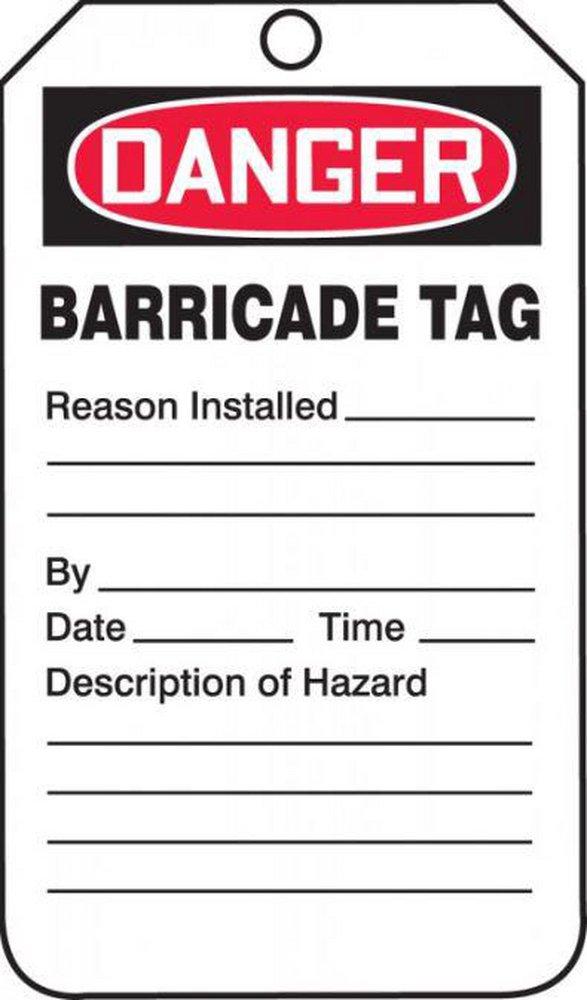 STOPOUT&reg; White Danger Barricade Tag in White (Pack of 25) 