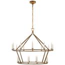 40W 20-Light 2-Tier Ring Chandelier in Gilded Iron