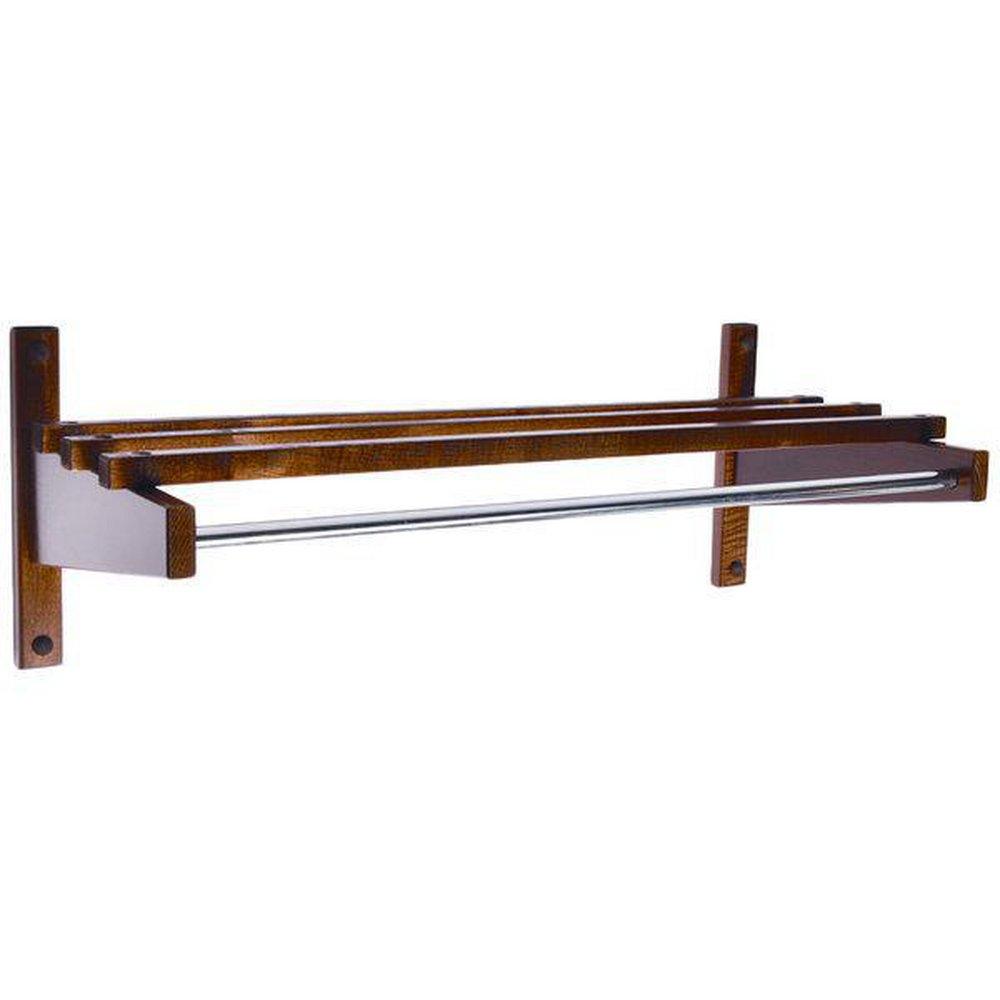 Central Specialties Walnut 12-3/4 in. Top Bar Wall Mount Coat Rack with Hanging Rod 