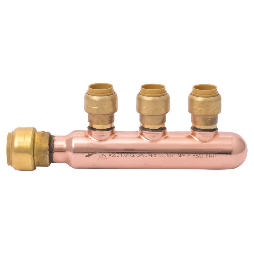 SharkBite® Copper 200 psi Brass, Copper and Stainless Steel Push-to-Connect Valve Manifold 