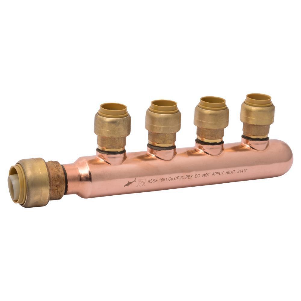 SharkBite® Copper 200 psi Brass, Copper and Stainless Steel Push-to-Connect Valve Manifold 