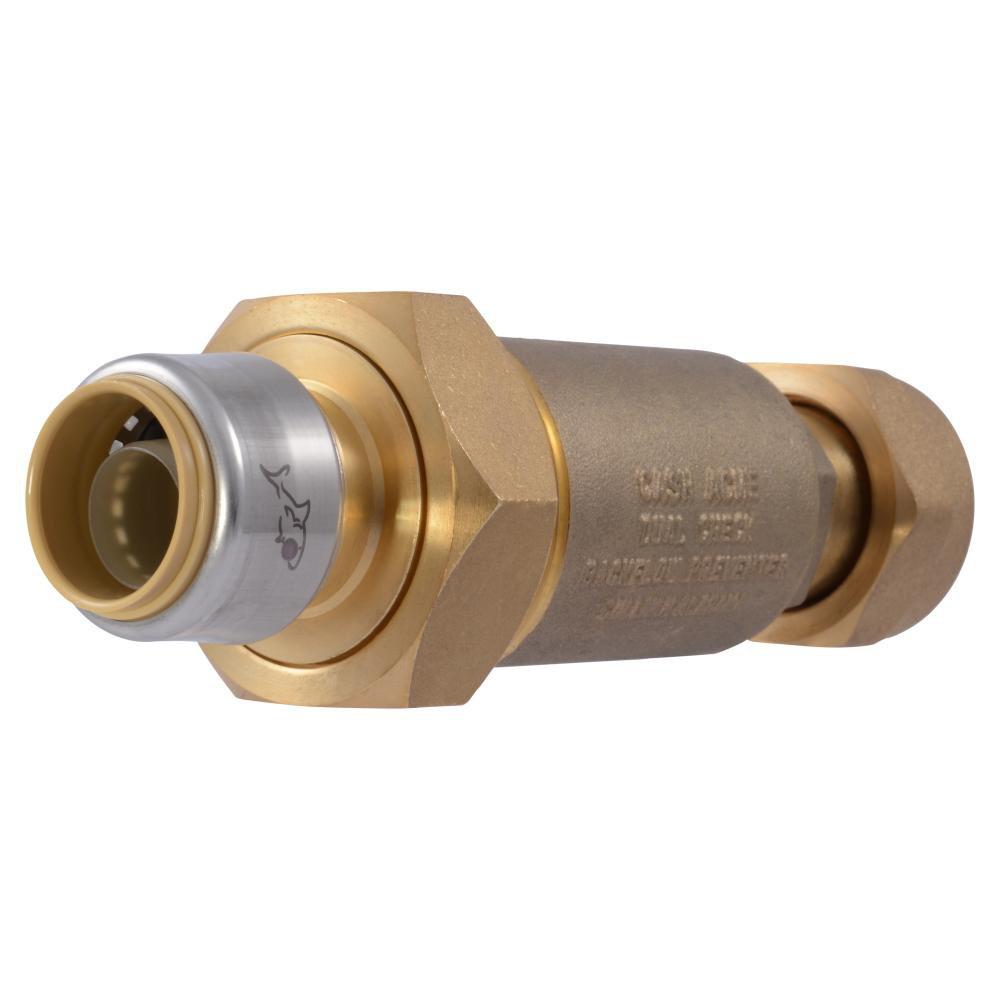 SharkBite&reg; Natural Brass Brass Meter Swivel Nut x Push-to-Connect 175 psi Backflow Preventer 