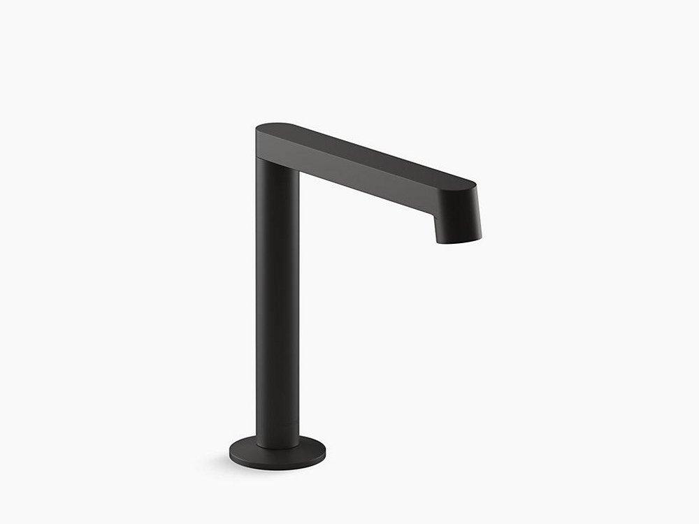 KOHLER Matte Black Metal Bathroom Sink Spout with Row Design 