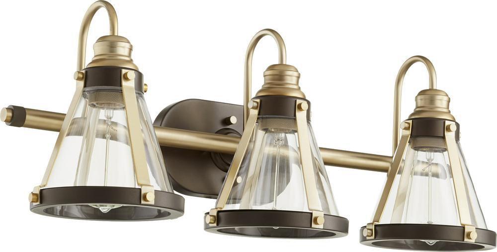 Quorum International Aged Brass/Oiled Bronze 100W 3-Light Vanity Fixture 
