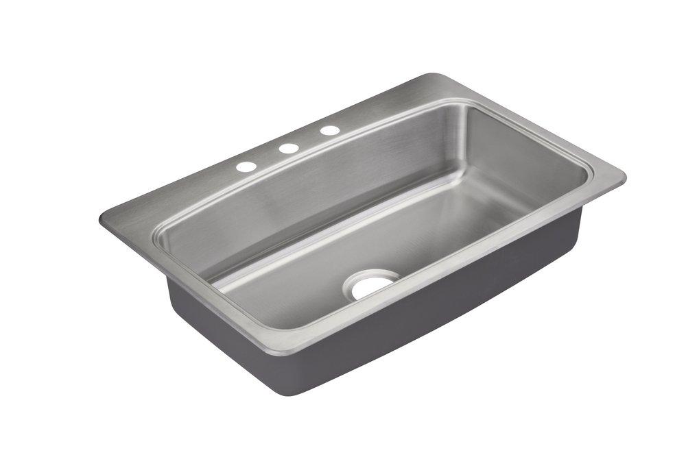 PROFLO&reg; Stainless Steel 32-15/16 x 22 in. Stainless Steel Single Bowl Drop-in Kitchen Sink 