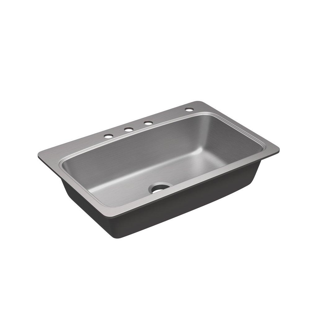 PROFLO&reg; Stainless Steel 32-15/16 x 22 in. Stainless Steel Single Bowl Drop-in Kitchen Sink 