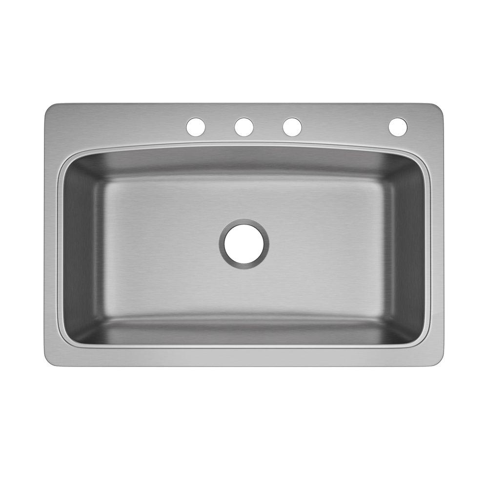 PROFLO&reg; Stainless Steel 32-15/16 x 22 in. Stainless Steel Single Bowl Drop-in Kitchen Sink 