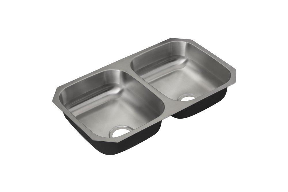 PROFLO&reg; Stainless Steel 32-5/16 x 18-1/2 in. Stainless Steel Double Bowl Undermount Kitchen Sink 