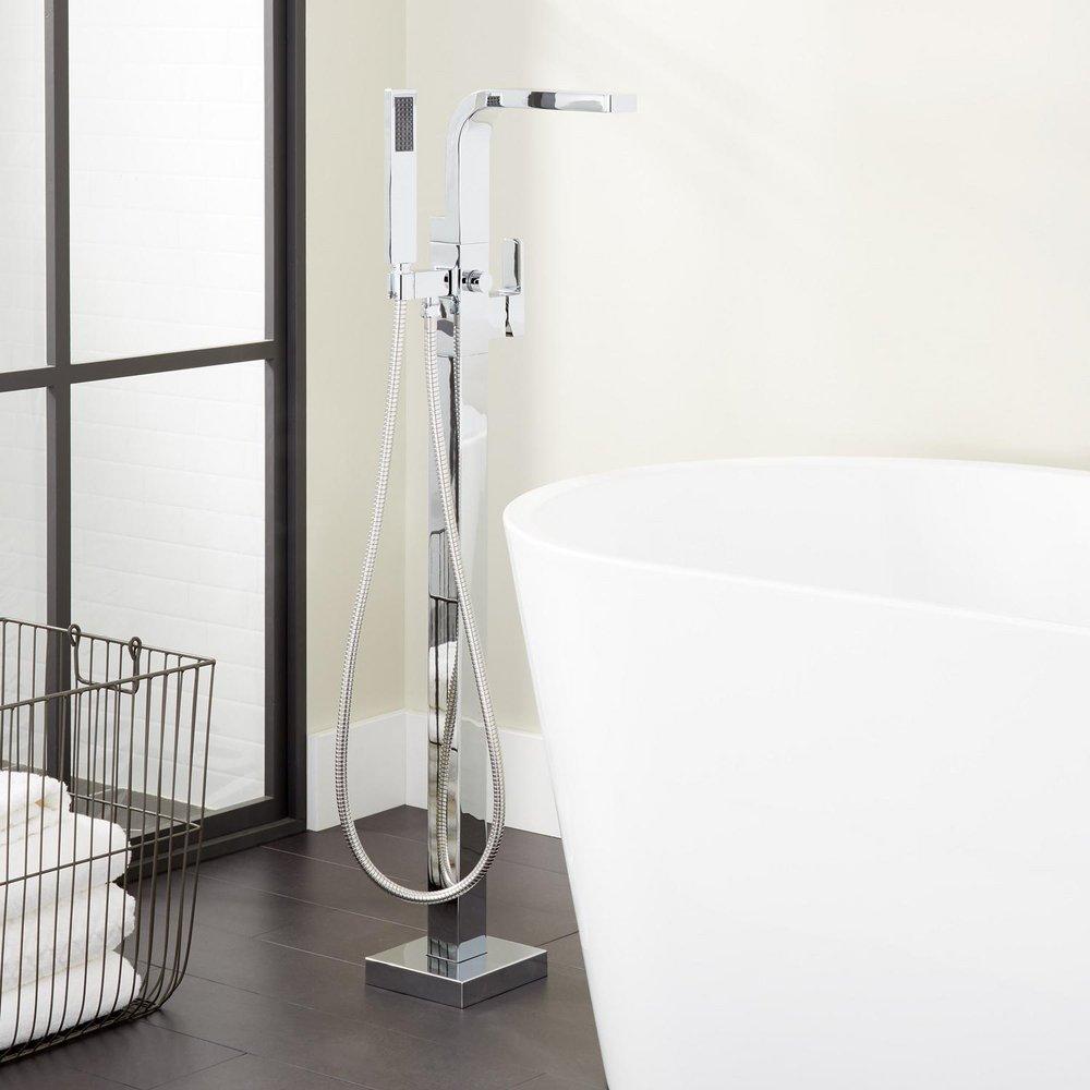 Signature Hardware Chrome Single Handle Lever Floor Mount Filler (Trim Only) 
