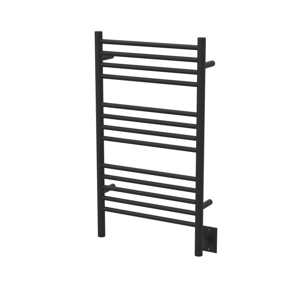 THIS CLASSIC TOWEL WARMER DESIGN IN A MATTE BLACK FINISH FEATURES 13 STRAIGHT HORIZONTAL BARS IN A 4 