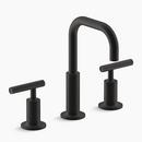 KOHLER Matte Black Two Handle Widespread Bathroom Sink Faucet with Metal Pop-Up Drain Assembly 