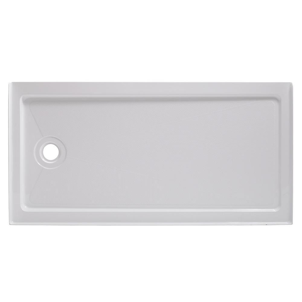 Signature Hardware White 60 x 30 in. Rectangle Shower Base with Left Drain 