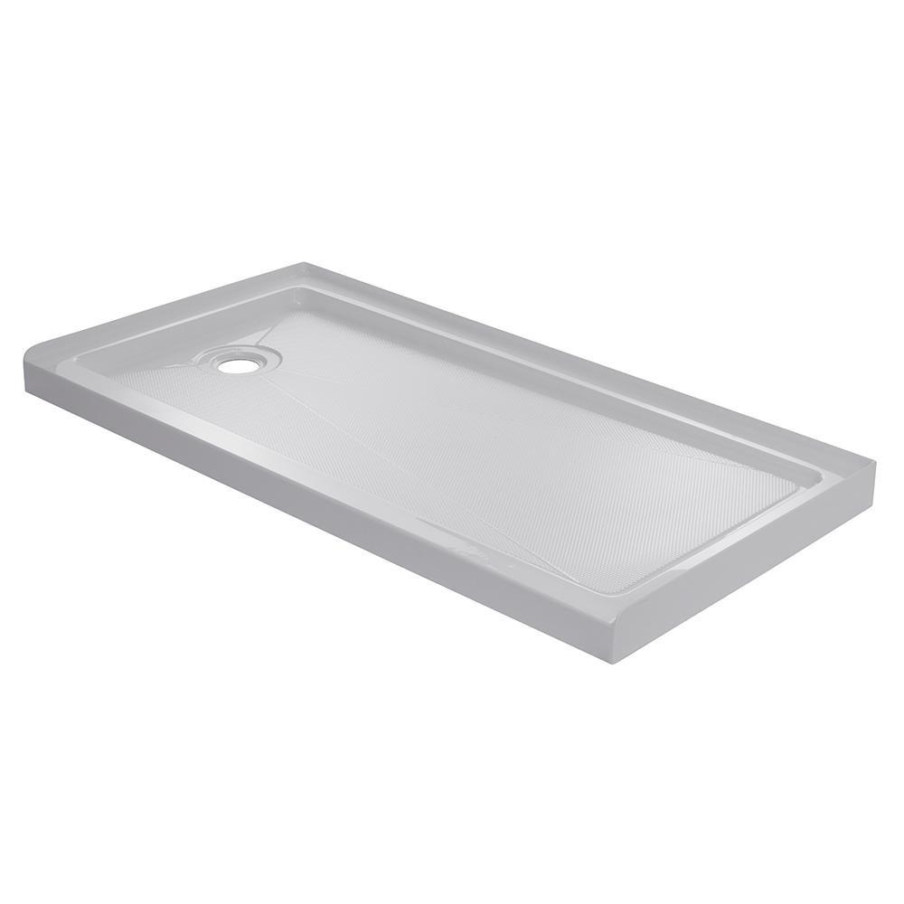 Signature Hardware White 60 x 30 in. Rectangle Shower Base with Left Drain 