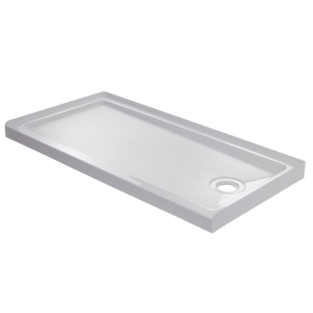 Signature Hardware White 60 x 30 in. Rectangle Shower Base with Right Drain 