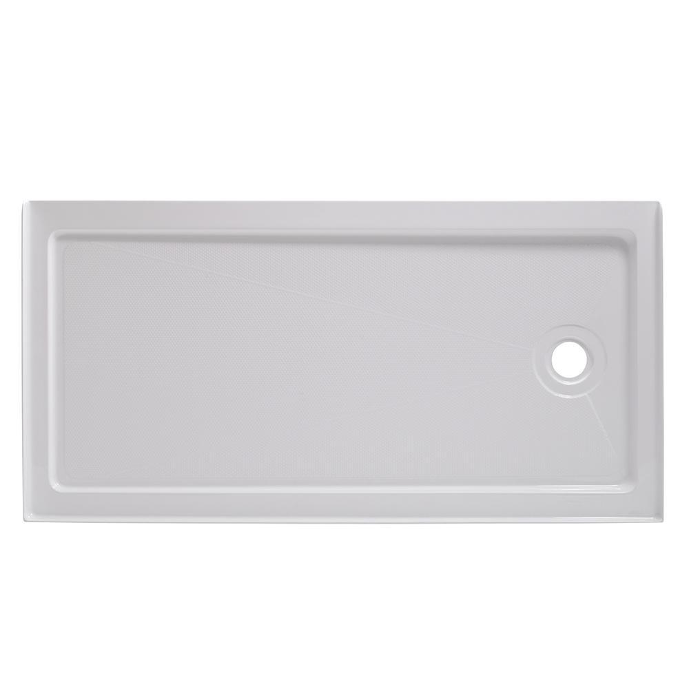 Signature Hardware White 60 x 30 in. Rectangle Shower Base with Right Drain 