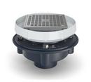 2 in. No Hub Cast Iron Floor Drain with 5 in.Square Polished Nickel Bronze Strainer