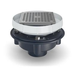 2 in. No Hub Cast Iron Floor Drain with 5 in.Square Polished Nickel Bronze Strainer